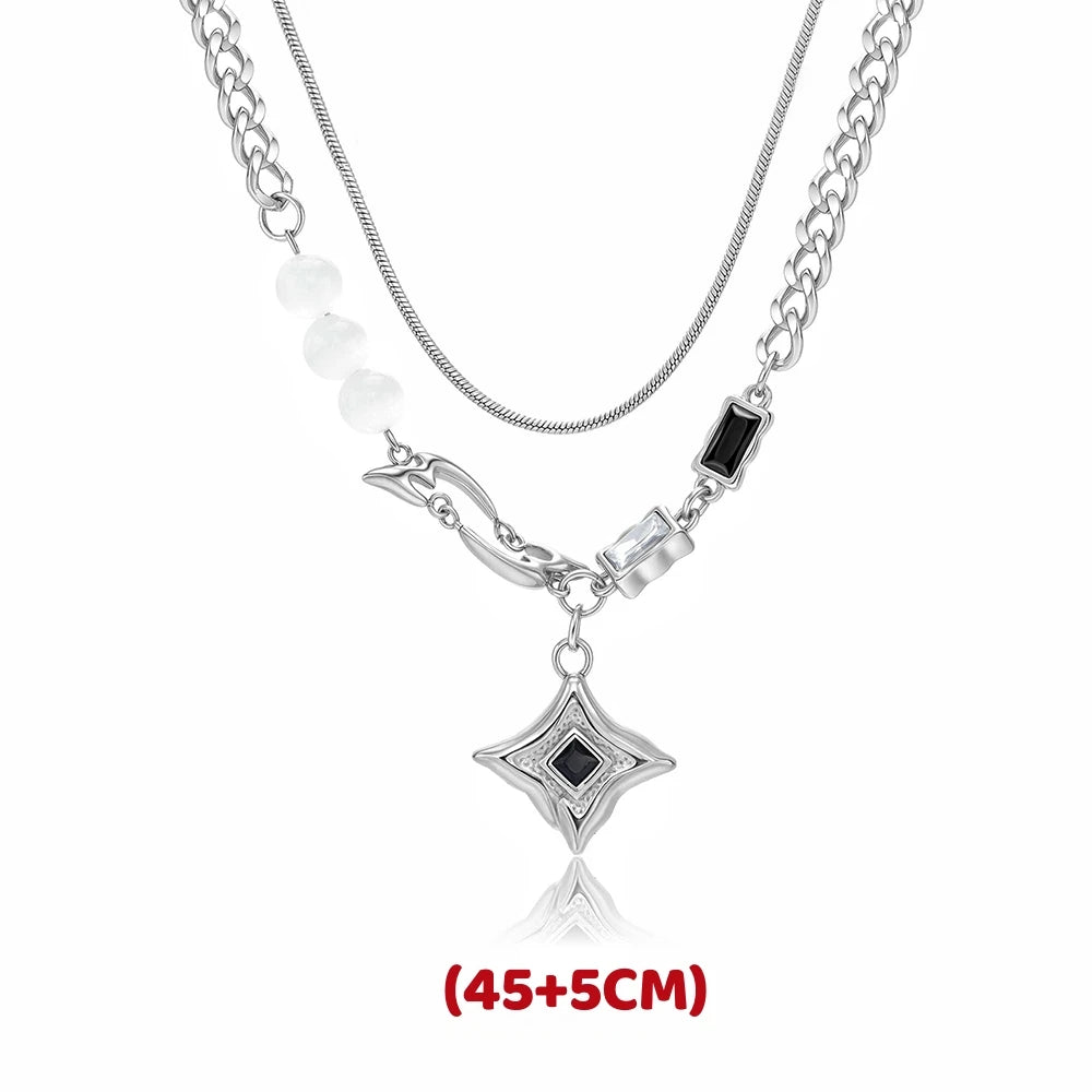Hip Hop Melting Star Pendant for Man Woman Original Design Non Fading Titanium Steel Lock Chain New Couple Jewelry Kpop