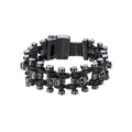 Skull Leather Bracelet Black — 316L Stainless Steel