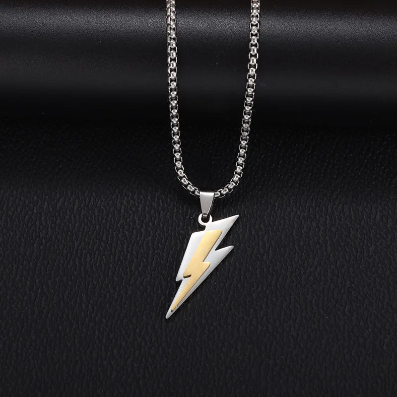 Stainless Steel Lightning Box Chain Pendant Necklace