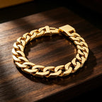 Gold Cuban Curb Link Chain Bangle Bracelet — Stainless Steel