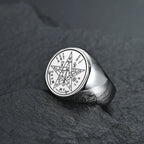 Jewish Tetragrammaton Hebrew Pentagram Rings Stainless Steel Pentacle Ring for Men Witchcraft Power Protection Amulet