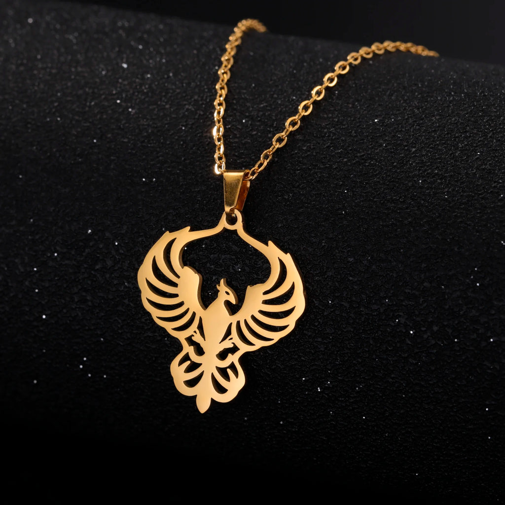 Phoenix Necklace Supernatural Amulet Chain God Bird Gift For Woman Men Kid Child Gold Color Stainless Steel Pendant Jewelry