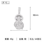 Iced Out Cross Jesus Piece Pendant Necklace — Copper Alloy
