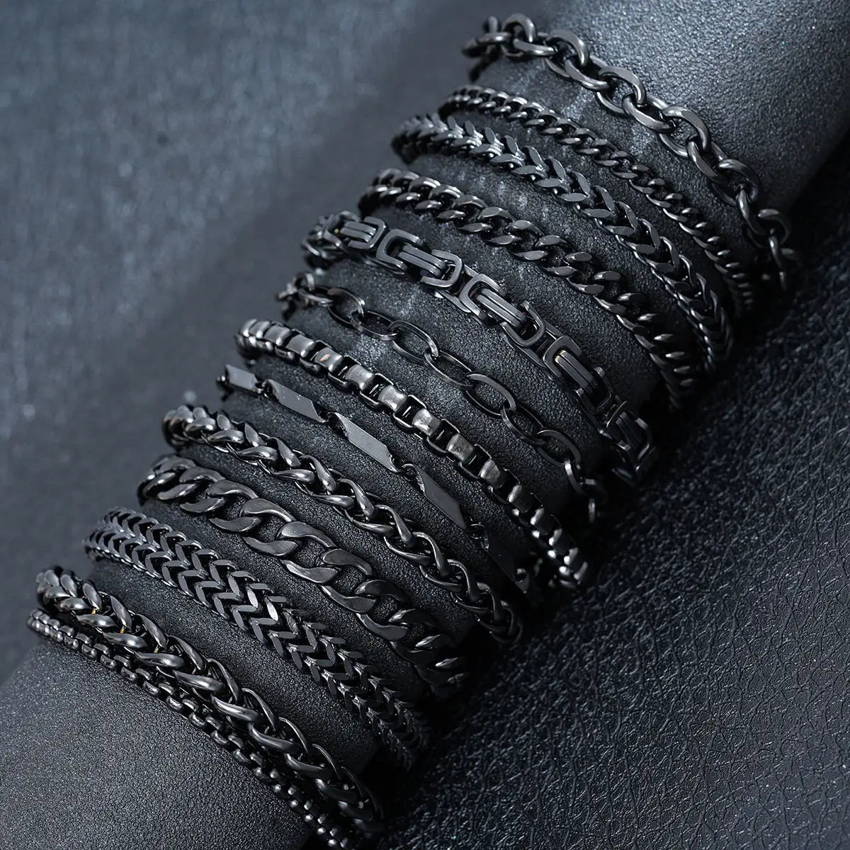 New Stylish Black Metal Chain Bracelets for Men Women Multiple Designs Punk Gothic 316L Stainless steel Jewelry Gift