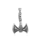 Stainless Steel Viking Double Axe Necklace Men's Vintage Nordic Wolf Axe Pendant Chain Scandinavian Party Jewelry Accessories