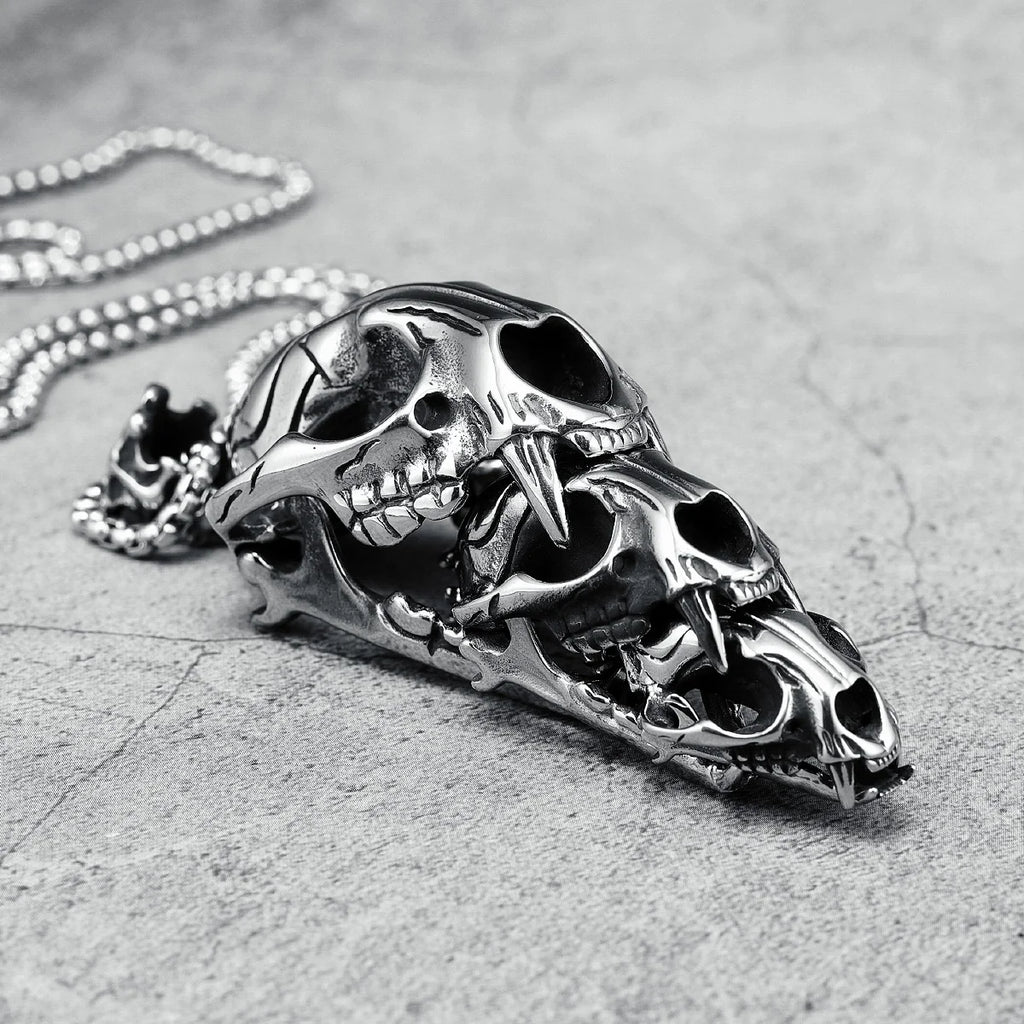 Gothic Skeleton Stainless Steel Pendant Necklace