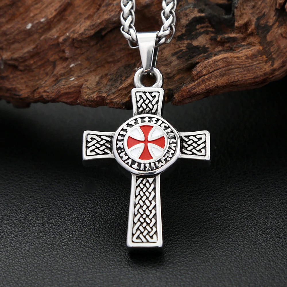 Cross Shield Pendant — Stainless Steel