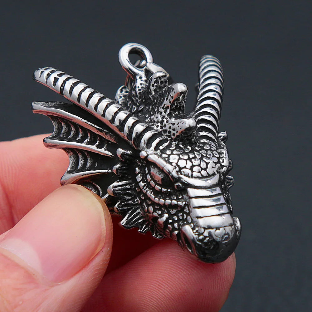 Viking Dragon Biker Pendant — Stainless