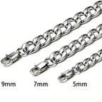 HNSP PVD Gold Plated 316L Stainless Steel Cuban Link Chain Necklace For Men Multi Size Thick Curb Chain Waterproof
