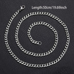 Hip-hop Trendy Sliver Color Stainless Steel Long Cuban Chain Necklace for Women Men Couple Does Not Fade Collar Chain Jewelry