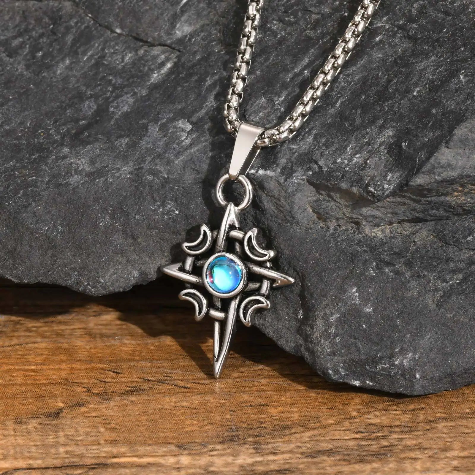 Moonstone Viking Knot Pendant — Stainless