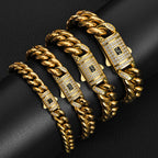 Black Cuban Bracelet Iced Out 8-14MM Stainless Steel