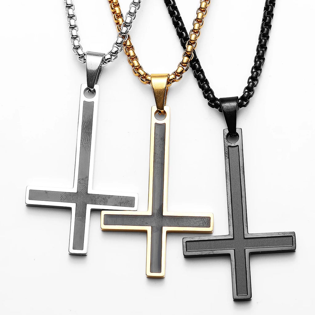 Inverted Cross Pendant — Stainless Steel