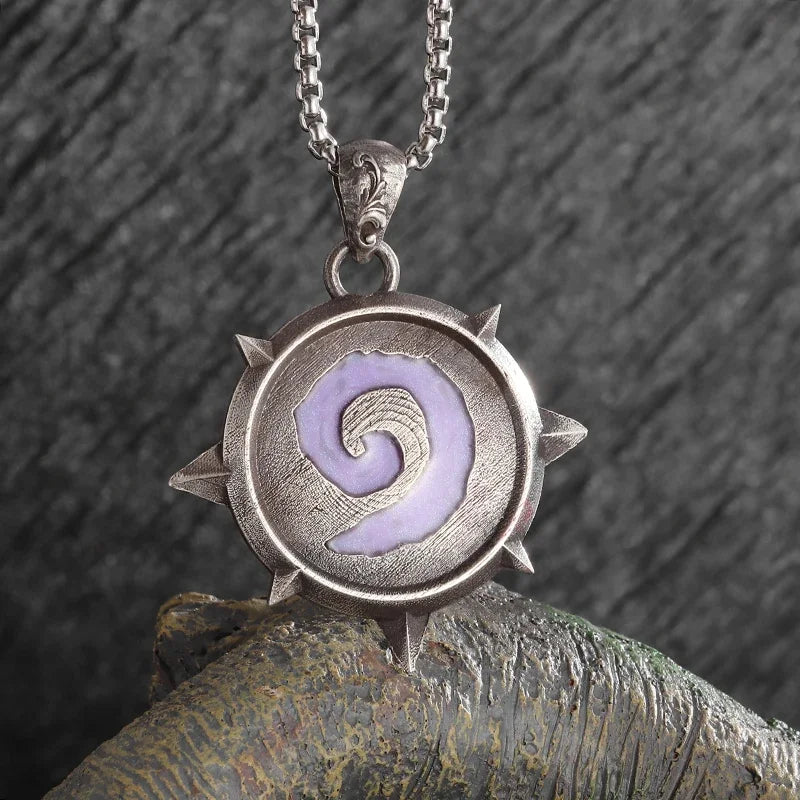 Sun Hugging Moon Round Pendant — Stainless Steel