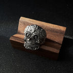 Retro Floral Cross Skull Ring for Men Steampunk Gothic Adjustable Open Ring Biker Jewelry Streetwear Accessories Unisex