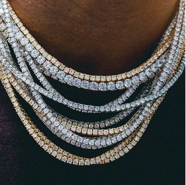 3MM 4MM 5MM 5A Cubic Zirconia CZ Tennis Chain Necklace High Quality Iced Out Bling Hip Hop Men Boy Classic Basic Chains