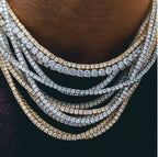 3MM 4MM 5MM 5A Cubic Zirconia CZ Tennis Chain Necklace High Quality Iced Out Bling Hip Hop Men Boy Classic Basic Chains