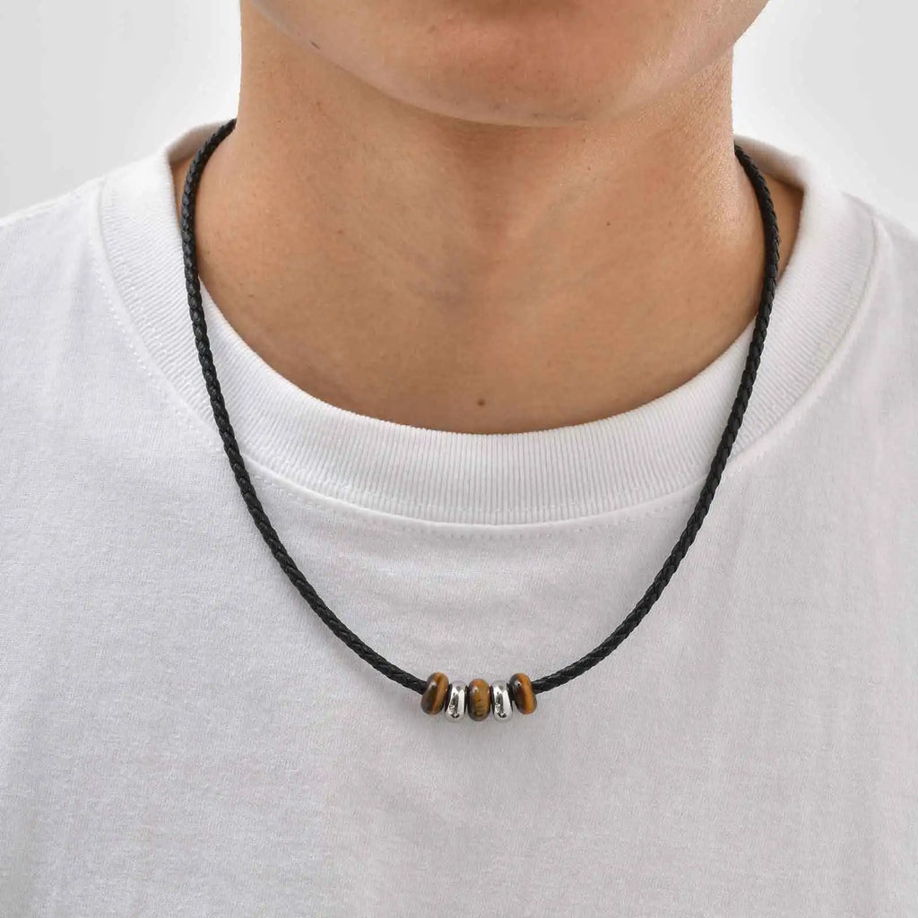 Tiger Eye Stone Pendant — Stainless Steel
