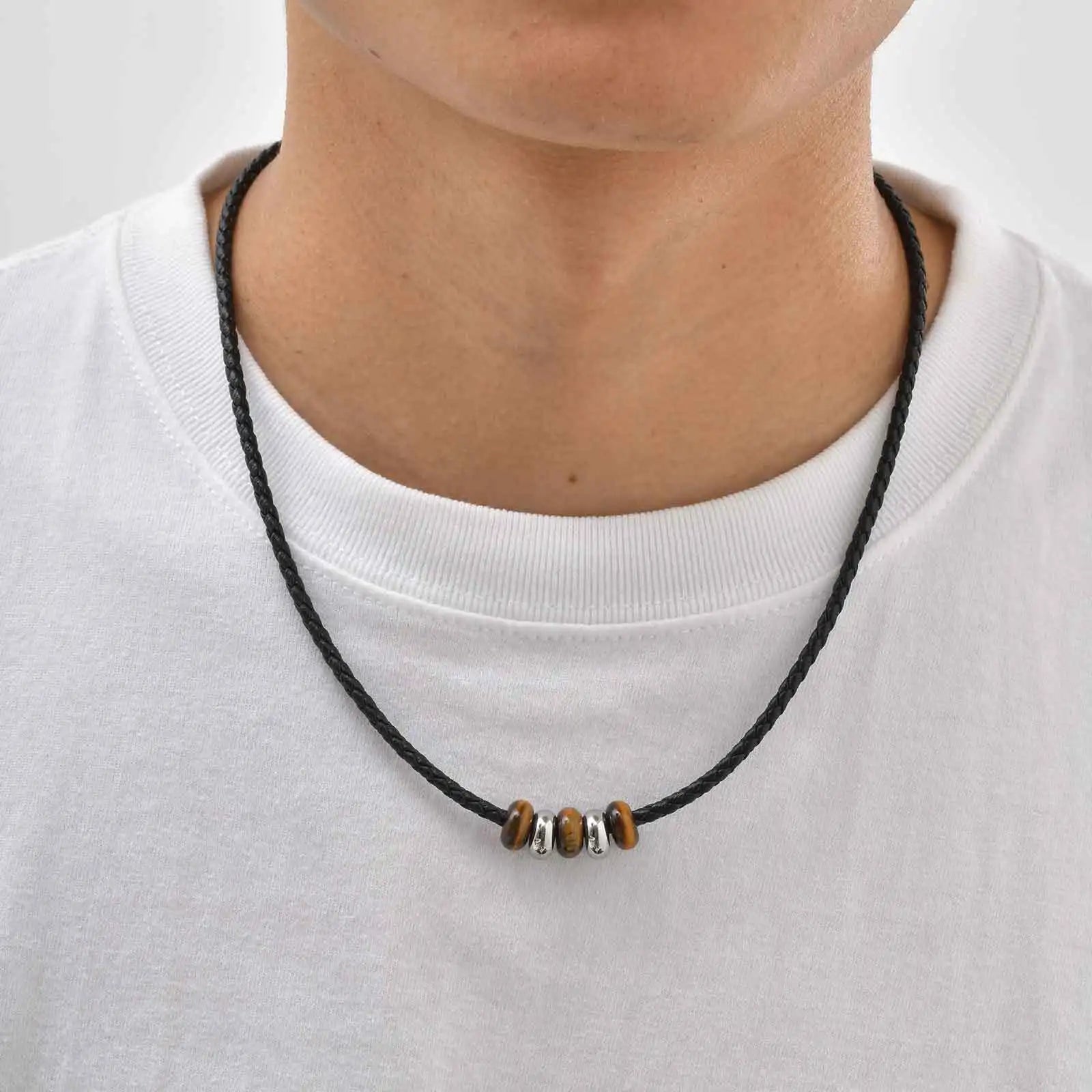 Tiger Eye Stone Pendant — Stainless Steel