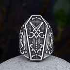 Gothic Horned Satan Signet Ring — Stainless Steel