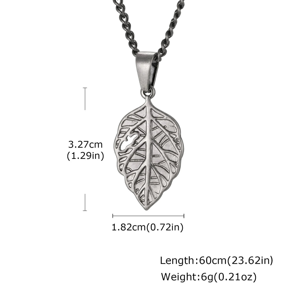 Vintage Maple Leaf Pendant Necklace for Men — Stainless Steel