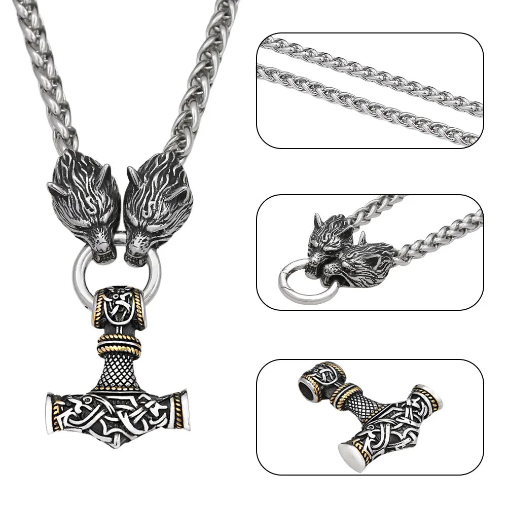 Mjölnir Thor's Hammer Pendant Necklace — Stainless Steel