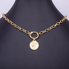 Nidin Hot Sale New Fashion Geometric Paperclip Link Chain Evil Eye Palm Shape Pendant Necklace For Women Men Jewelry
