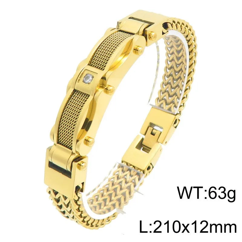 Bike Chain Man Bracelet for Men Gold Color Stainless Steel Link Men's Wrist Bracelets On Hand Jewelry Accessories
