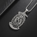 Retro Punk Stainless Steel Holy Death Skull Scythe Pendant Necklace for Men  Gothic Jewelry Halloween Gifts