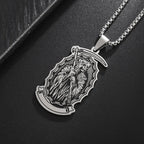 Retro Punk Stainless Steel Holy Death Skull Scythe Pendant Necklace for Men  Gothic Jewelry Halloween Gifts