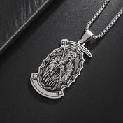 Gothic Holy Death Skull Scythe Necklace — Steel