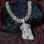 Men Women Hip-hop Punk Jesus Pendant Necklace Stylish Iced Out Full Inlaid Diamonds Cuban Chain+ Large Pendant Jewelry