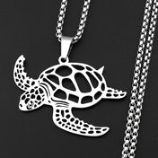 Sea Turtle Pendant Necklace — Silver