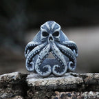 Christmas Charm Halloween Octopus Skull Punk Stainless Steel Seaman Rings Men Anel Puck Jewelry Gift for Sailor