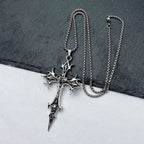 Double Sided Cross Pendant Necklace — Stainless Steel