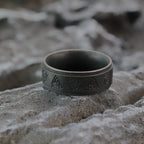Viking Valknut Ring for Men — Antique Black Stainless Steel