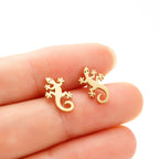 Hip Hop Stainless Steel Lizard Stud Earrings for Women Men Fashion Gecko Cocktail Earings Animal Ear Piercing Jewelry