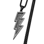 Black Lightning Pendant Necklace — Stainless Steel