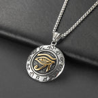 Stainless Steel Ancient Egypt Eye of Horus Pendant Necklace Vintage Egyptian Pharaoh Amulet Rune Men's Necklace Jewelry