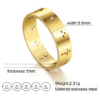 Jeshayuan Personality Hollow Christian Cross Ring For Men And Women Birthday Gift Jewelry Stainless Steel Ring