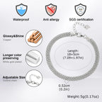 Trend Mesh Chain Bracelet for Men,Silver Color Adjustable Link Wristband,Hip Hop Punk Jewelry Gift