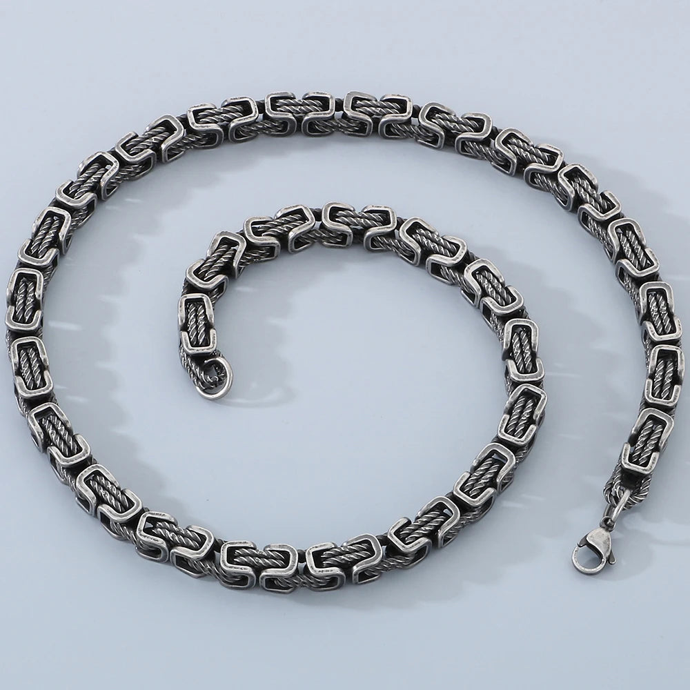 Men's 8MM Width 60CM Long Stainless Steel Twist Link Chain Necklace Classic Men's On Neck Jewelry Accessory 4 Color