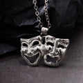 Tragedy Comedy Mask Pendant Necklace — Silver