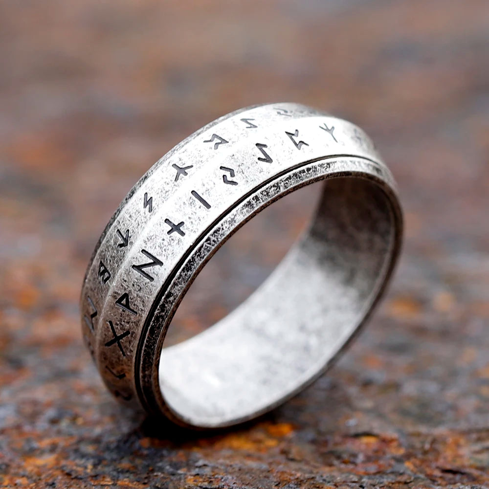 2024 NEW Rotatable Men's 316L stainless steel rings retro Odin Viking  rune for teen RING Amulet fashion Jewelry Gift