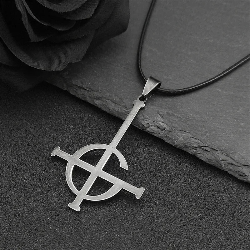 Cross Ghost Band Chain Necklace — Stainless Steel