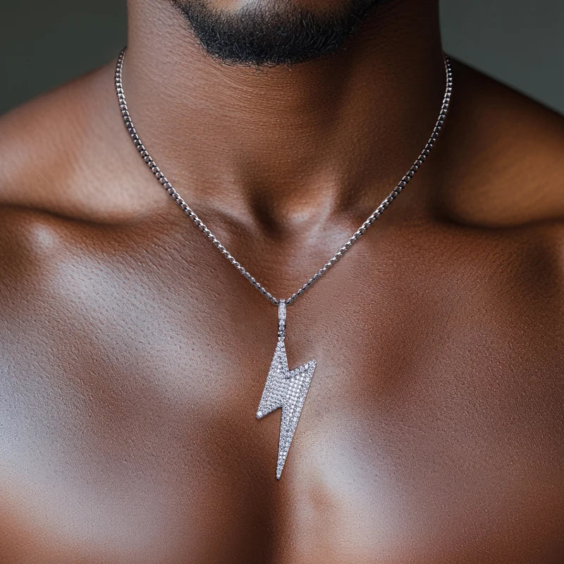 Iced Out Lightning Pendant — 925 Silver