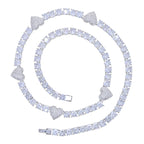 2025 New Iced Out Bling Heart Pendant Necklace Silver Color AAA Zircon 5mm Tennis Chain Charm Women Men Hip Hop Fashion
