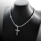 KNOBSPIN Full Moissanite Tennis Necklace with Pendant 925 Sterling Sliver Plated 18k Chain for Man Sparkling HipHop Party Jewely