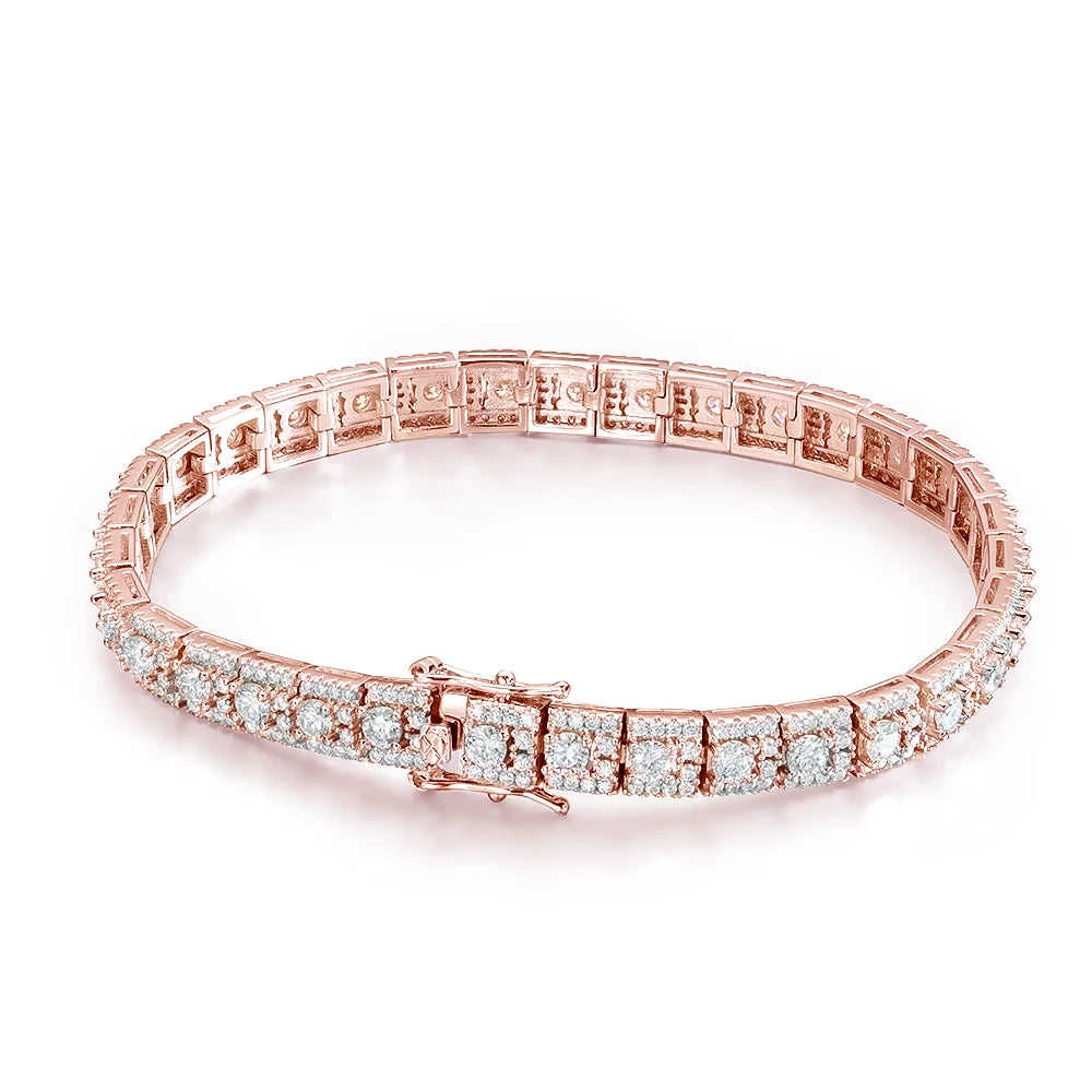 6mm Wide Cuban Link D Color VVS1 Moissanite Tennis Bracelet GRA Certified Pass Diamond Tester S925 Sterling Silver 18K