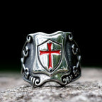 Knights Templar Red Cross Biker Ring — Stainless Steel